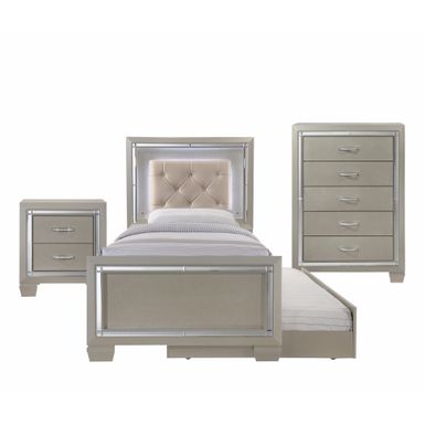 image of Silver Orchid Odette Glamour Youth Twin Platform w/ Trundle 3-piece Bedroom Set - Champagne - Twin with sku:lmysxnqjxt4exflxvutvdgstd8mu7mbs-overstock