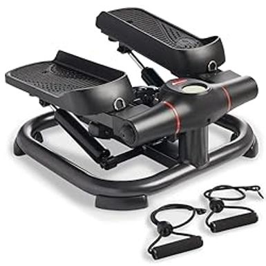 image of Sunny Health & Fitness 2-in-1 Premium Power Stepper with Resistance Bands, Low-Impact Cardio, Space-Saving, Height-Adjustable, 330 LB Max and SunnyFit App Enhanced Bluetooth Connectivity with sku:b0c2jtghzb-amazon