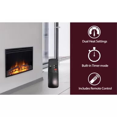 image of 23-In. Freestanding 5116 BTU Electric Fireplace Insert with Remote Control with sku:cam23ins-1blk-almo
