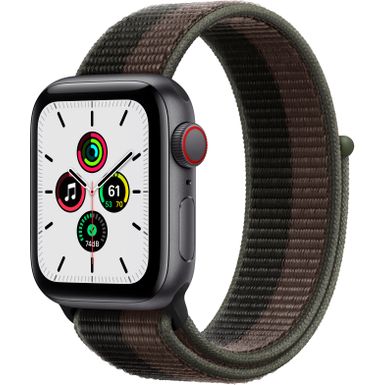 image of Apple Watch SE - GPS + Cellular 40mm Space Gray Aluminum Case - Tornado/Gray Sport Loop with sku:mkqr3ll/a-mkqr3ll/a-abt