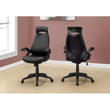 Office Chair/ Adjustable Height/ Swivel/ Ergonomic/ Armrests/ Computer Desk/ Work/ Metal/ Fabric/ Black/ Contemporary/ Modern