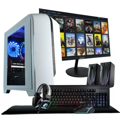 Periphio Warp Gaming PC Computer ,  AMD Ryzen 5 5600G ,  Radeon Vega 7 Graphics ,  1TB Solid State (SSD) ,  16GB DDR4 RAM ,  Windows 11 ,  RGB Battlestation Gaming Bundle