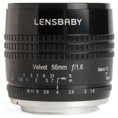 image of Lensbaby Velvet 56, 56mm f/1.6 Macro Lens for Nikon F - Traditional Black Finish with sku:lbv56bn-adorama