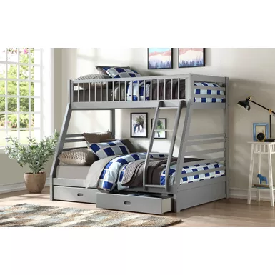 image of ACME Jason Twin/Full Bunk Bed w/Storage, Gray with sku:37840-acmefurniture