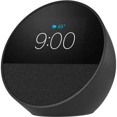 image of Amazon Echo Spot (2024 release), Smart alarm clock with vibrant sound and Alexa - Black with sku:bb22335251-bestbuy