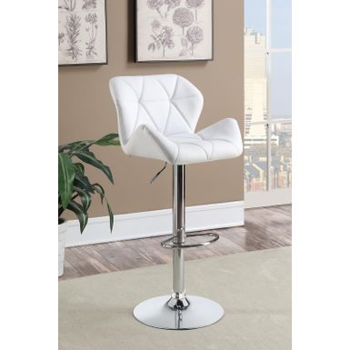 image of Adjustable Bar Stools Chrome and White (Set of 2) with sku:lr8gkf5jbwup1pioxzrdqastd8mu7mbs-overstock