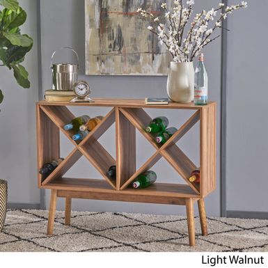 image of Birny Mid-Century Modern Wood Wine Shelf Cabinet by Christopher Knight Home - Walnut with sku:nnoacx99wr3l6yryfmghlgstd8mu7mbs-chr-ovr