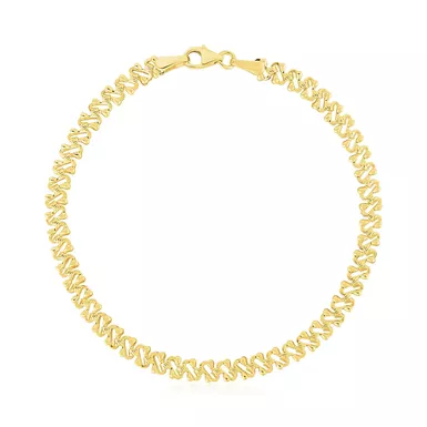 image of 14k Yellow Gold High Polish Textured Fancy Chain Bracelet (4mm) with sku:d49596608-7-rcj