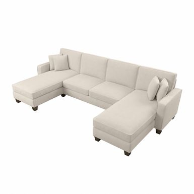 Stockton 130W Sectional Couch with Double Chaise by Bush Furniture - French Gray