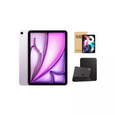 Apple - 11-inch iPad Air (Latest Model) M2 chip Wi-Fi 256GB - Purple With Black Case Bundle