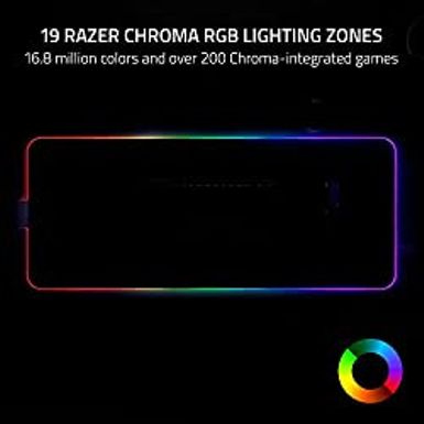 Razer Strider Chroma Hybrid Gaming Mouse Mat with Razer Chroma RGB: Hybrid Soft/Hard Mat - 19 Razer Chroma RGB Lighting Zones - Warp and...