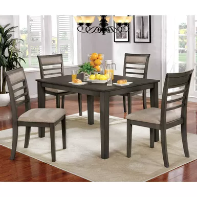 image of Rustic Wood 5-Piece Dining Set in Weathered Gray with sku:idf-3607t-5pk-foa