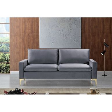 image of Buchan 76.8'' Velvet Square Arm Sofa - Grey with sku:hcdg_hyln3qqourawfomrqstd8mu7mbs-usp-ovr