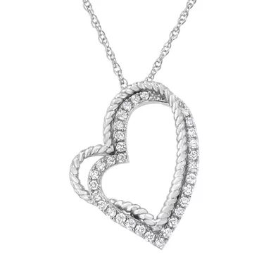 image of .925 Sterling Silver 1/3ct TDW Lab-Grown Diamond Heart Pendant Necklace (F-G, VS2-SI1) with sku:018004pg21-luxcom