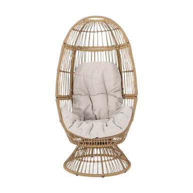 image of Pintan Outdoor Wicker Swivel Egg Chair by Christopher Knight Home - Light Brown + Beige Cushion with sku:xt00curnjytl0bth9ugugqstd8mu7mbs-overstock