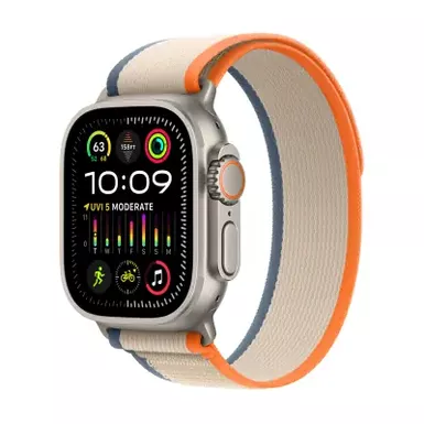 Apple Watch Ultra 2 GPS + Cellular 49mm Titanium Case with Orange/Beige Trail Loop (Medium/Large) - Titanium