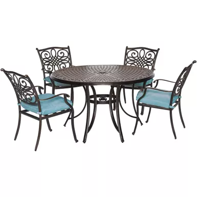 Traditions 5pc: 4 Dining Chairs, 48" Round Cast Table