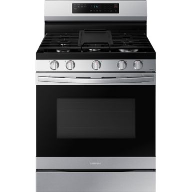 image of Samsung - 6.0 cu. ft. Freestanding Gas Range with WiFi, No-Preheat Air Fry & Convection - Stainless steel with sku:nx60a6511ss-electronicexpress