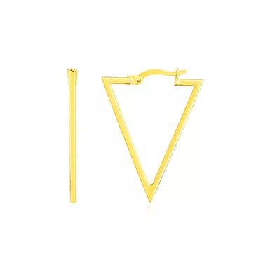 14K Yellow Gold Triangle Hoop Earrings