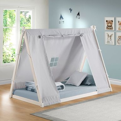 image of TeePee Tent Twin Floor Bed - White with sku:-bpeifnz3kuf5mok7wqatwstd8mu7mbs-p'k-ovr