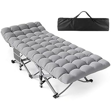 image of Slendor Camping Cot, Folding Camping Cots for Adults with Mattress, Portable Camping Bed Sleeping Cot with Pillow&Carry Bag for Office/Home Nap, Outdoor, Camping, Travel, Max Load 600lbs with sku:b0cj9jc73p-sle-amz