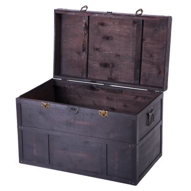 image of Antique Style Wooden Steamer Trunk - Espresso with sku:wownlbmsrtcl3xlsvjn-wgstd8mu7mbs-overstock