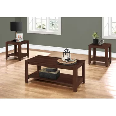image of Table Set/ 3pcs Set/ Coffee/ End/ Side/ Accent/ Living Room/ Laminate/ Brown/ Transitional with sku:i-7993p-monarch