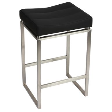 image of Cortesi Home Isis Counter-Height Stool in Brushed Stainless Steel, Black with sku:4nrbrrp__u4la3p6o70ztqstd8mu7mbs-overstock