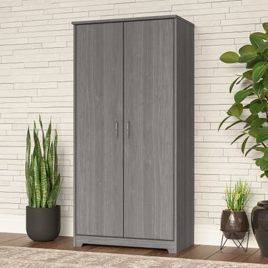 image of Cabot Tall Storage Cabinet with Doors by Bush Furniture - Modern Gray with sku:8fk_82upunl4wlz9zcaabqstd8mu7mbs-bus-ovr