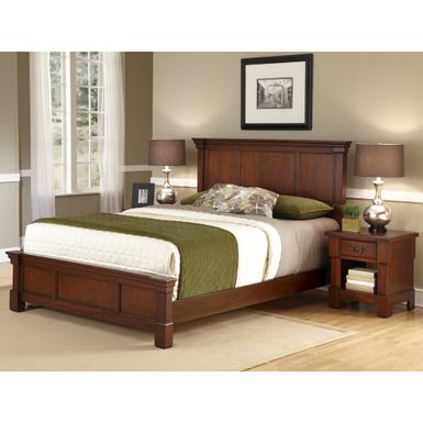 image of 2-Piece Aspen Queen Bed with Nightstand Set by homestyles - White - Queen - 2 Piece with sku:dlhxrgbskcndxunlzfzugw-overstock