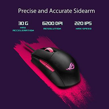 ASUS Optical Gaming Mouse - ROG Strix Impact II Electro Punk Edition | 6,200 DPI Sensor | Wired Gaming Mouse for PC | Ultimate Comfort...