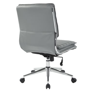 Armless Mid Back Professional Managers Faux Leather Chair with Chrome Base - White