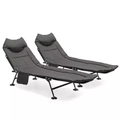 image of MADOG Camping Beds for Adults, 180 Adjustable Reclining Outdoor Lounger Cot Bed for Sleeping with Carry Bag, Portable Camping Bed for Outdoor Camping Office Use, Supports 250 lbs (Black, Set of 2) with sku:b0cn2lc2ty-amazon