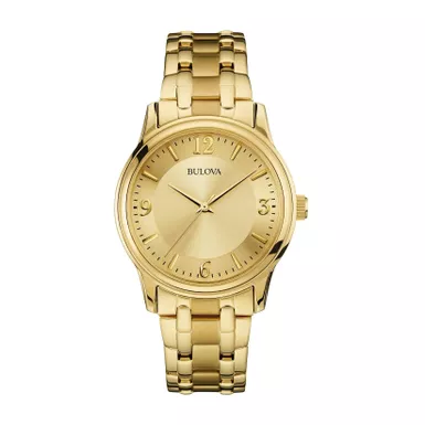 image of Bulova - Mens Corporate Collection Gold-Tone Stainless Steel Watch Gold Dial with sku:97a120-powersales