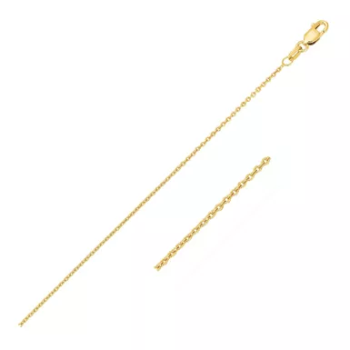 14k Yellow Gold Round Cable Link Chain 1.1mm (18 Inch)