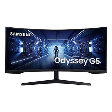 image of SAMSUNG 34-Inch Odyssey G5 Ultra-Wide Gaming Monitor with 1000R Curved Screen, 165Hz, 1ms, FreeSync Premium, WQHD (LC34G55TWWNXZA, 2020 Model), Black with sku:b08mvbywgq-sam-amz
