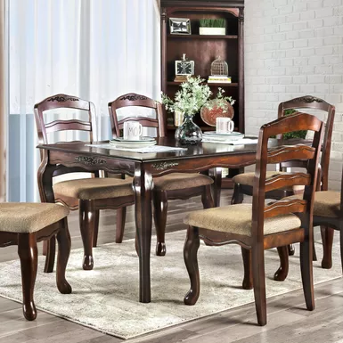 Transitional 5-Piece Wood Dining Set in Dark Walnut