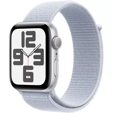 Apple Watch SE GPS 44mm Silver Aluminum Case with Blue Cloud Sport Loop