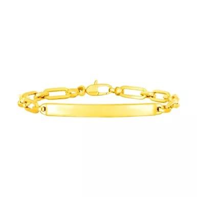 image of 14K Yellow Gold Paperclip Chain ID Bracelet (7 Inch) with sku:d54663033-7-rcj