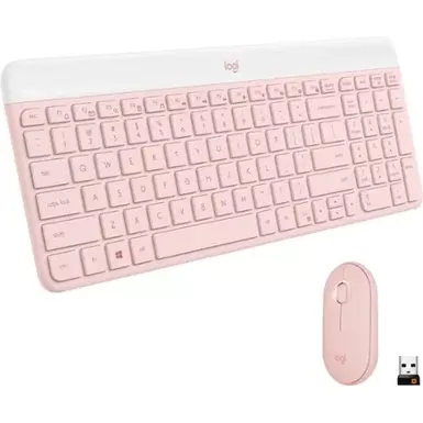 image of Logitech - MK470 Full-size Wireless Scissor Keyboard and Mouse Bundle for Windows with Quiet clicks - Rose with sku:bb22057966-bestbuy