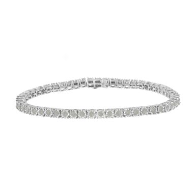 image of .925 Sterling Silver Diamond Illusion-Set Miracle Plate 7" Tennis Bracelet (I-J Color, I3 Clarity) - Choice of Ct Wt with sku:60-8100wdm-luxcom