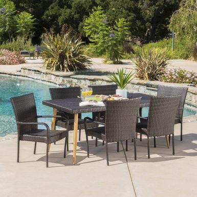 image of Cabrillo Outdoor 7-piece Rectangle Dining Set by Christopher Knight Home - Multi-Brown with sku:aeaopbd1l1bprpszagjp0qstd8mu7mbs-chr-ovr