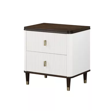 ACME Carena Nightstand w/USB, White & Brown Finish