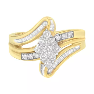 10K Yellow Gold 1/2 cttw Diamond Cluster Cocktail Ring (J-K,I1-I2) - Choice of size