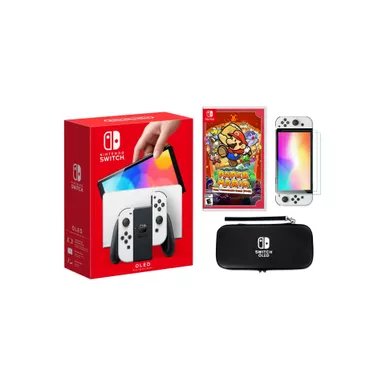 Nintendo Switch OLED White + Paper Mario: The Thousand-Year Door Bundle with Accessories