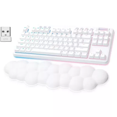 image of Logitech - G715 Aurora Collection TKL Wireless Mechanical Tactile Switch Gaming Keyboard for PC/Mac with Palm Rest Included - White Mist with sku:bb22017876-bestbuy