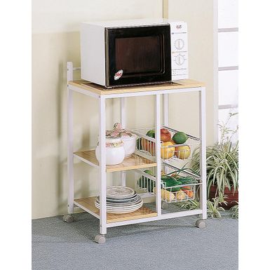 image of 2-shelf Kitchen Cart Natural Brown and White with sku:2506-coaster