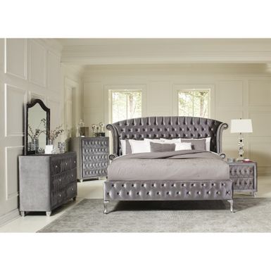 image of Coaster Furniture Deanna Grey Tufted Upholstered Bed - King with sku:2nice5jkplvjcdcbltgdeastd8mu7mbs-overstock