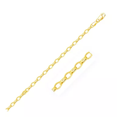 3.2mm 14k Yellow Gold Oval Rolo Chain (18 Inch)