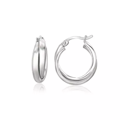 Sterling Silver Dual Round Entwined Hoop Earrings